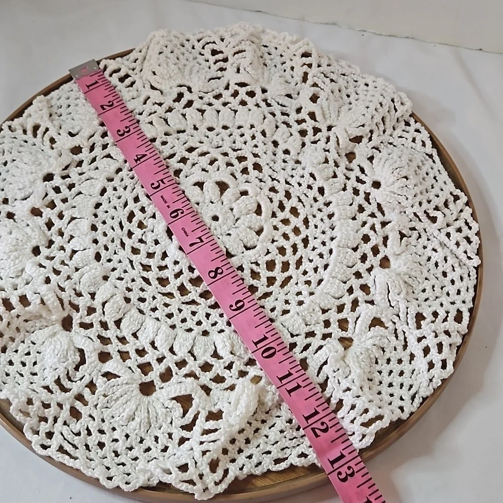 Handmade Crochet Lace Doily Table Mat Mandala Organic Cotton Vintage Decor